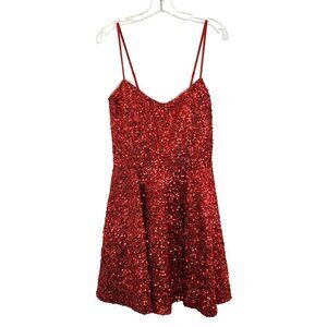 Alyce Paris 3116 A-Line Spaghetti Strap Sequin Short Dress Red Size 12 New